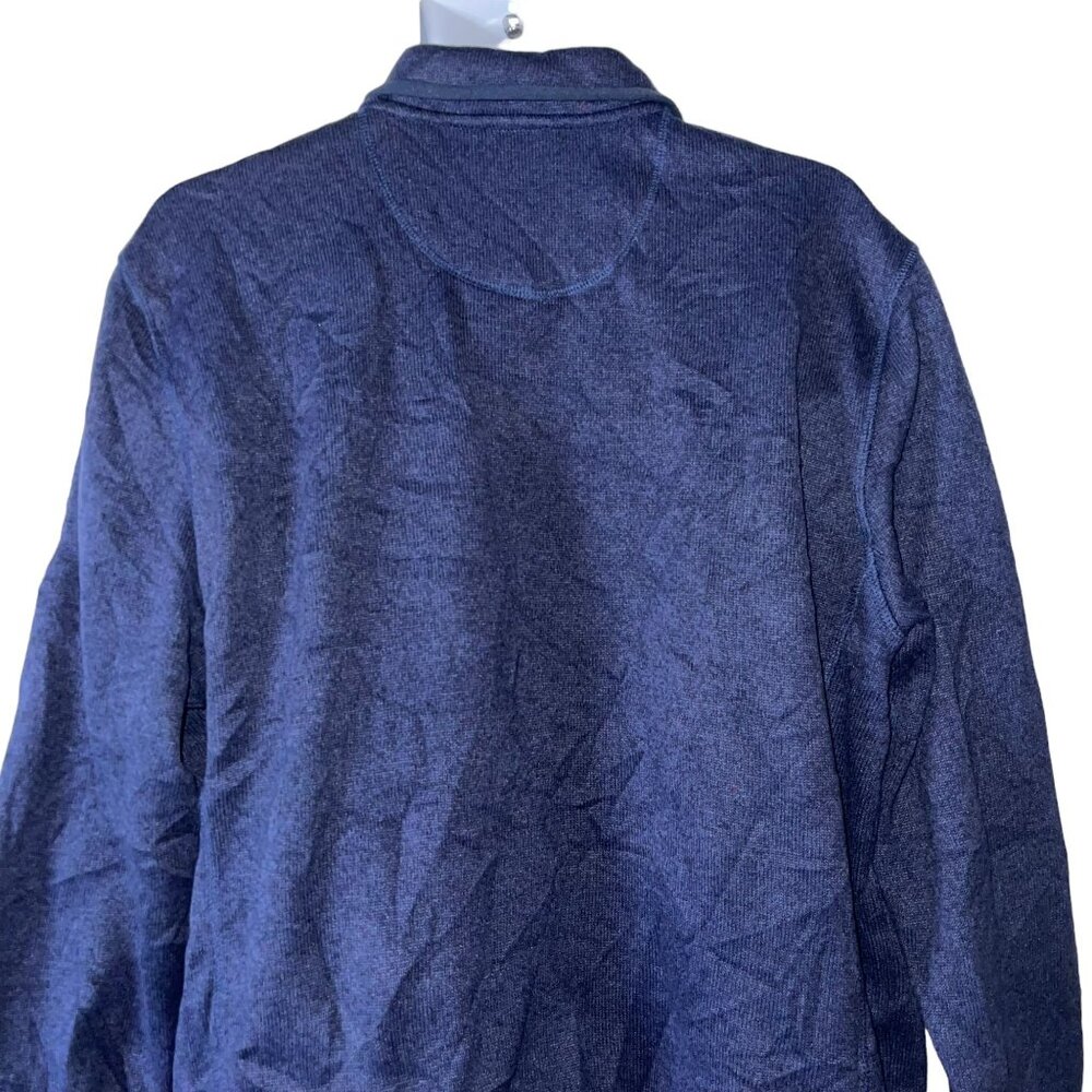LL Bean Ribbed Cardigan Sweater Mens XL Big Tall Blue Pockets Logo Fleece Lined - Picture 7 of 9